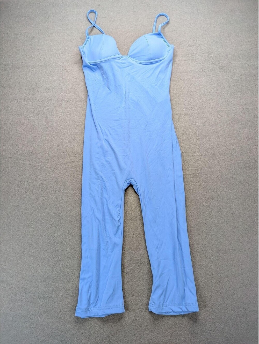Missguided Unitard Womens XS Blue Sweetheart Strappy Padded Stretch Jumpsuit